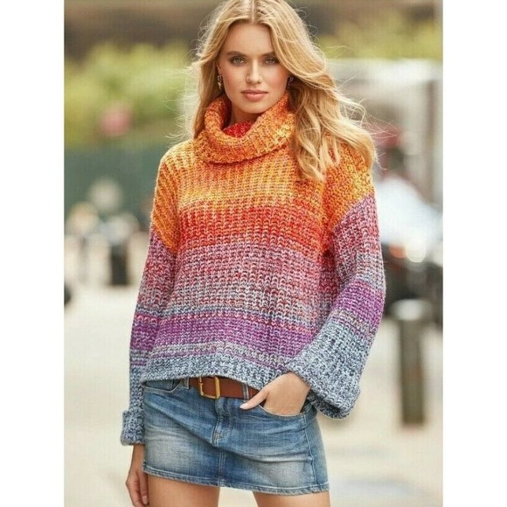 525 AMERICA Rainbow Kimono Turtleneck Sweater